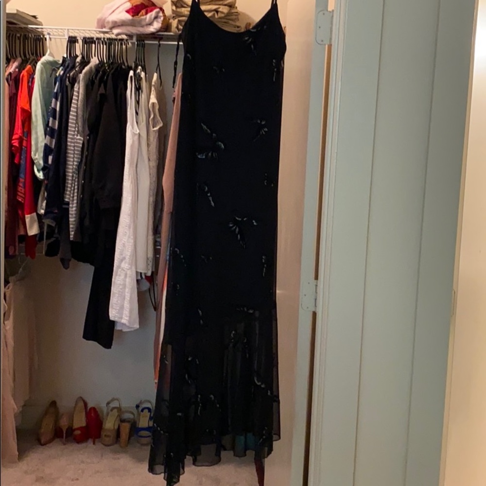 Black strappy dress.
